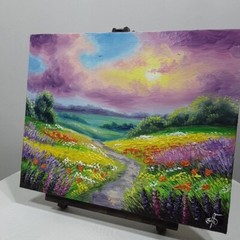 Original Hand Painted Landscape Summer Home Decor Wall Art Gift Ukrainian Artist