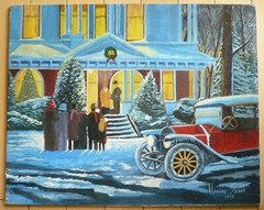 HOWARD SEGAR, VINTAGE XMAS CHRISTMAS CAROLERS SNOWY WINTER HOLIDAY CHARMING OIL