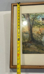 Original Thomas Trausch Signed Watercolor Landscape Painting Framed Farmhouse