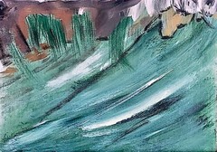 Mountain Ridge Dry Riverbed Abstract Landscape Earthy Modern Art