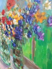 Original Painting poppies and chamomile Art Impressionistic Oil 19x 23in
