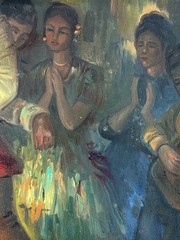 SASSOON ANTIQUE SPANISH DANCE OIL PAINTING VINTAGE FLAMENCO DANCER SPAIN 1960