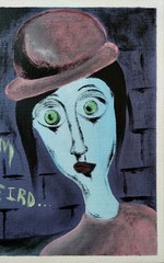 I’M WEIRD POP OUTSIDER ART PAINTING ON LOOSE COTTON CANVAS..9 X 12 BY: JORDO #1