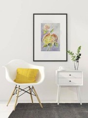 Hydrangea Original Watercolor Painting Flowers Wall Art Hand Made Painted