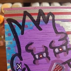 Original Painting Graffiti Bart Cartoon Purple Silver Simpsons Skull Faced Throw