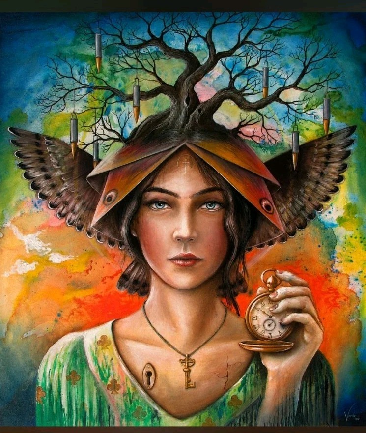oil on canvas jose verde TEl Arbol De La Concienciacuban beautiful art 67×76 cm
