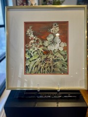 Floral Watercolor On Art Rice Paper Signed ELEANOR MARTIN ARTIST ARLINGTON TEXAS