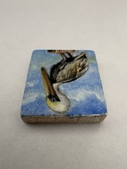 Pelican Bird Art Miniature Oil Painting Original Scrabble Tile OOAK