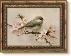 InSimSea Vintage Gold Framed Wall Art, Bird with Flower Branch Oil Painting C…
