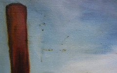Vintage Landscape Oil Painting Mississippi Steamboat Loading Dock