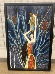 TING SHAO KUANG STYLE OIL ON CANVAS PAINTING FRAMED SIGNED 38×26”
