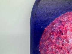 Sharon Davie Barrett Acrylic Painting of Tree on Wood Titled Pink Powder Puff