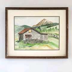 Vintage Charlotte Lang 1995 Original Watercolor Painting Mountain Landscape Art