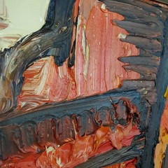 Kuleli Vintage Abstract Mid Century Modern Oil Painting 1970s Impasto Art