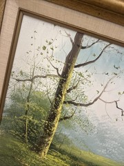 Original Oil Painting Cabin in the Woods Signed Melton Spring/Summer Framed