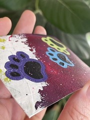 Dog or cat Paw Print OOAK Painting ACEO CalicoCallieInk cute animals 1980s pet