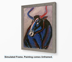Original Painting Abstract Bull 9×12 Modern Wall Art Animal Wildlife