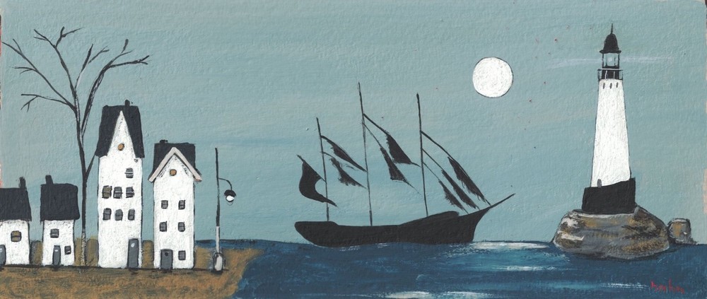 Original 10×4.5L Hand Painted on Water color paper 9x12L PIRATE’S COVE
