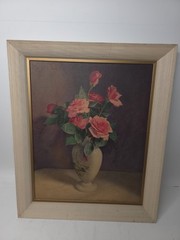 Roses by F Julia Bach 1944 (1887 – 1979) Framed Painting Size 20″×16″ Original
