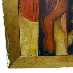 SIGNED ROGER LONG double side 26″x30″x1″ Oil art work 60s Mexican abstract MCM