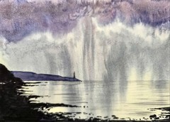 CLOUDY SKY SEA Original Artworks Modern Painting Landscape Arts Seascape Gift A5