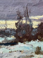 Oil Painting Winter Evening In Nature L. Maistrenko Unframed Original nAAA3552