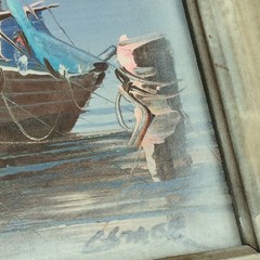 C. Stack Original Oil Painting Nautical Seascape Fishing Boat Small Canvas MCM