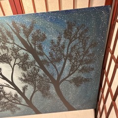 Moon Light Tree Blue Sky acrylic painting on canvas original artist Size 24×48