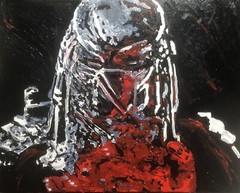 “Bloody Predator”, #michaelscottwoodcock Art Original Oil Painting Canvas