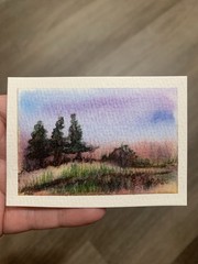 ACEO 3.5×2.5 Original Miniature Art Landscape Painting Watercolors Nature