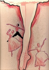 ANTIQUE 1954 MCM PAINTING ON BOARD „Dancing Ballet Ballerina“ JACK RAMSEY Nice1