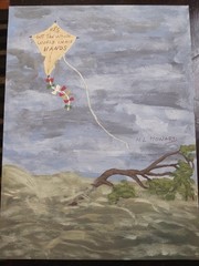 BAD WEATHER DAY AND KITE PAINTING 12X16 (FLOODING WATERS)-SIGNED