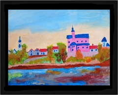 IMPRESSIONISM 11 x 14 European Village Handmade Signed Colorful ART Painting