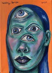 Original acrylic painting on 5×7 canvas Alien painting Sold By Artist
