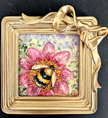 Original OIL Impasto PAINTING „BUMBLEBEE“ Impressionism by Olga Diduh Framed