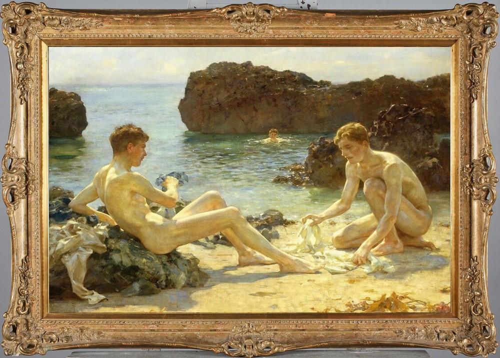 Hand Painted Oil Painting Male Nude Men Portrait Antique Style Classical Art 36″