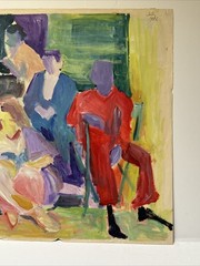 Vintage Expressionist Painting People Portrait Abstract Modernism Modernist