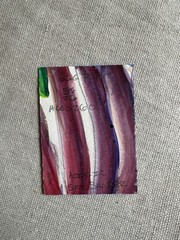 ACEO Original Acrylic Eggplant Veggie Cute Art by Bri Sander 3.5 x 2.5″ OOAK ATC