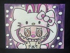 Labubu Hand Painted Art Hello Kitty