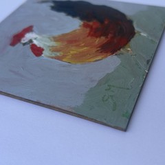 Original 4×4 Acrylic Painting on Wood Panel – Handmade – Rooster