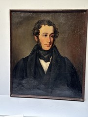 ANTIQUE PAINTING PORTRAIT MAN MEN 18TH TO 19TH CENTURY AMERICAN HEIRLOOM AS IS