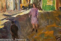 European Street Scene Oil Painting signed Pal Fried (American/Hungarian)