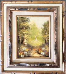 Woman In Meadow By Charles Manning Oil On Canvas Signed