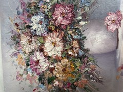 Set of 2 Original Oil Paintings of Flowers In Vases. Signed. 7×9 Inches Helman
