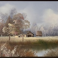 Original Oil On Canvas Framed Landscape Painting By Jean Hogan -23in x 19in