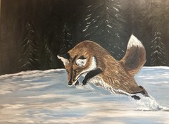 Original Red Fox Painting On Canvas By Arkansas Artist Leah Smith