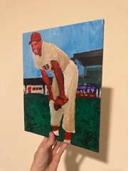 Willie Mays Painting on Canvas 11×14 Negro Leagues Art signed by artist