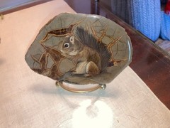 Vintage Hand Painted Animals on Stone Agate Slab Signed Heather Haynes McGee EUC