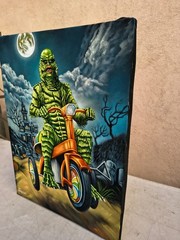 Creature from The Black Lagoon MasterPiece Art Black Velvet Oil Painting 18 x 24