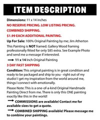 Atherton 11×14 Original Expressionism Dinosaur painting „Cute Dino8“ hand signed
